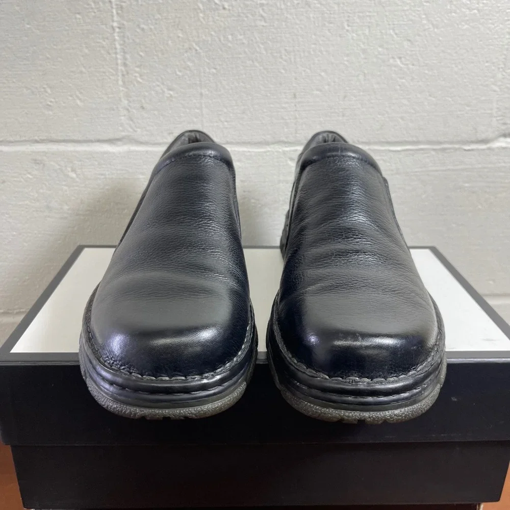 Bass Hemlock Black Leather Slip On Loafers‎ Lug Sole Shoes Men's Size 10.5 M